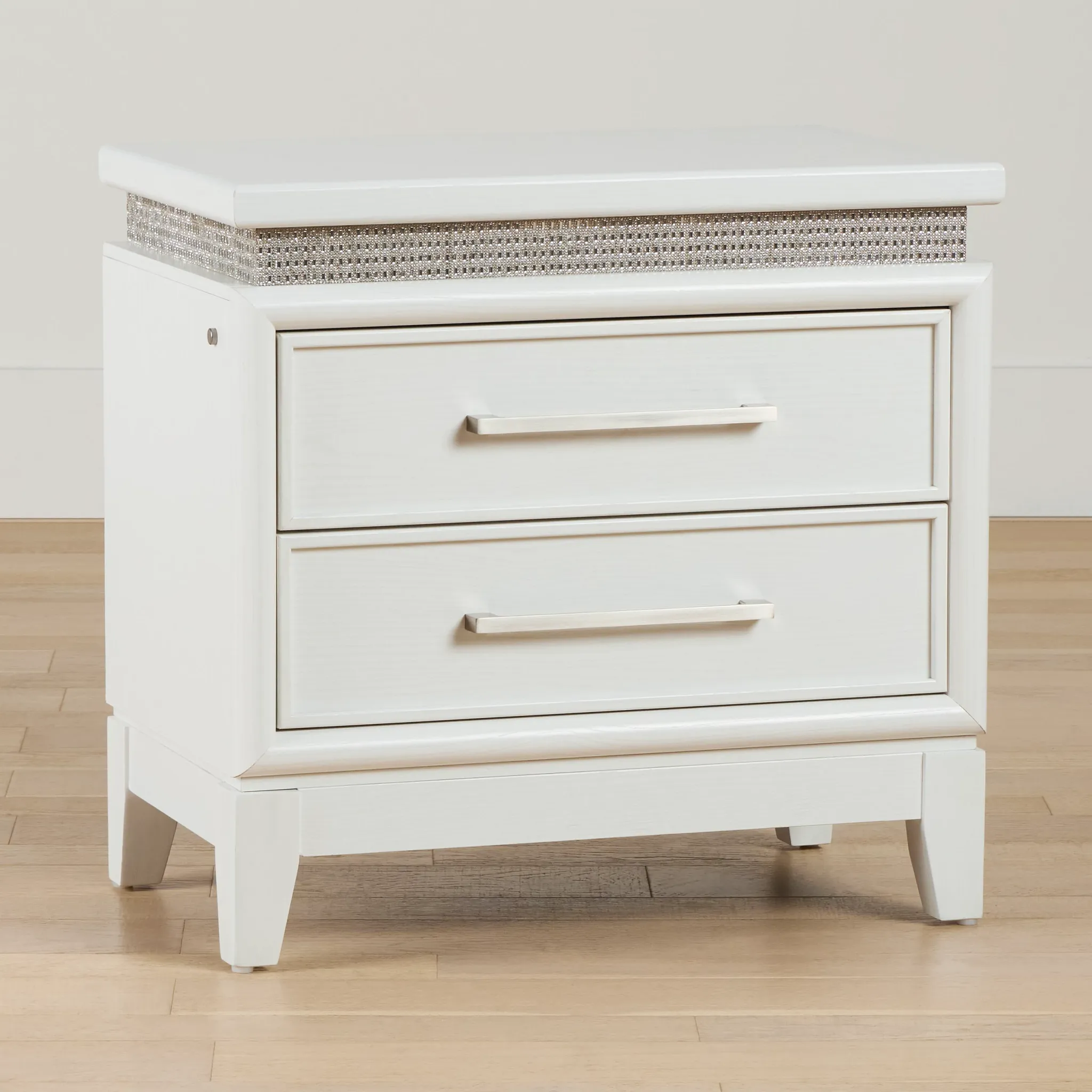 Alessandria White Lighted Nightstand