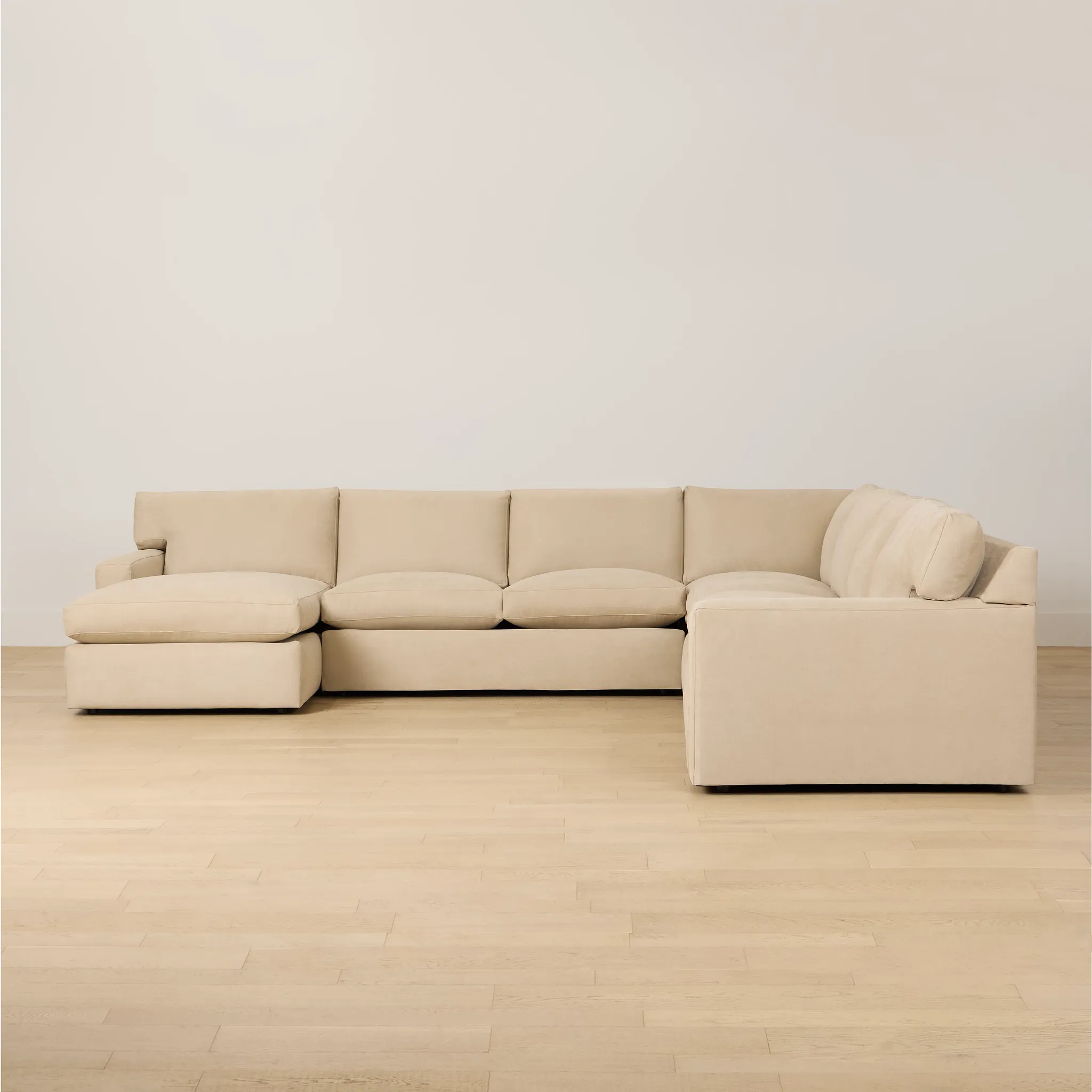 Hudson Beige Fabric Large Left Chaise Sectional