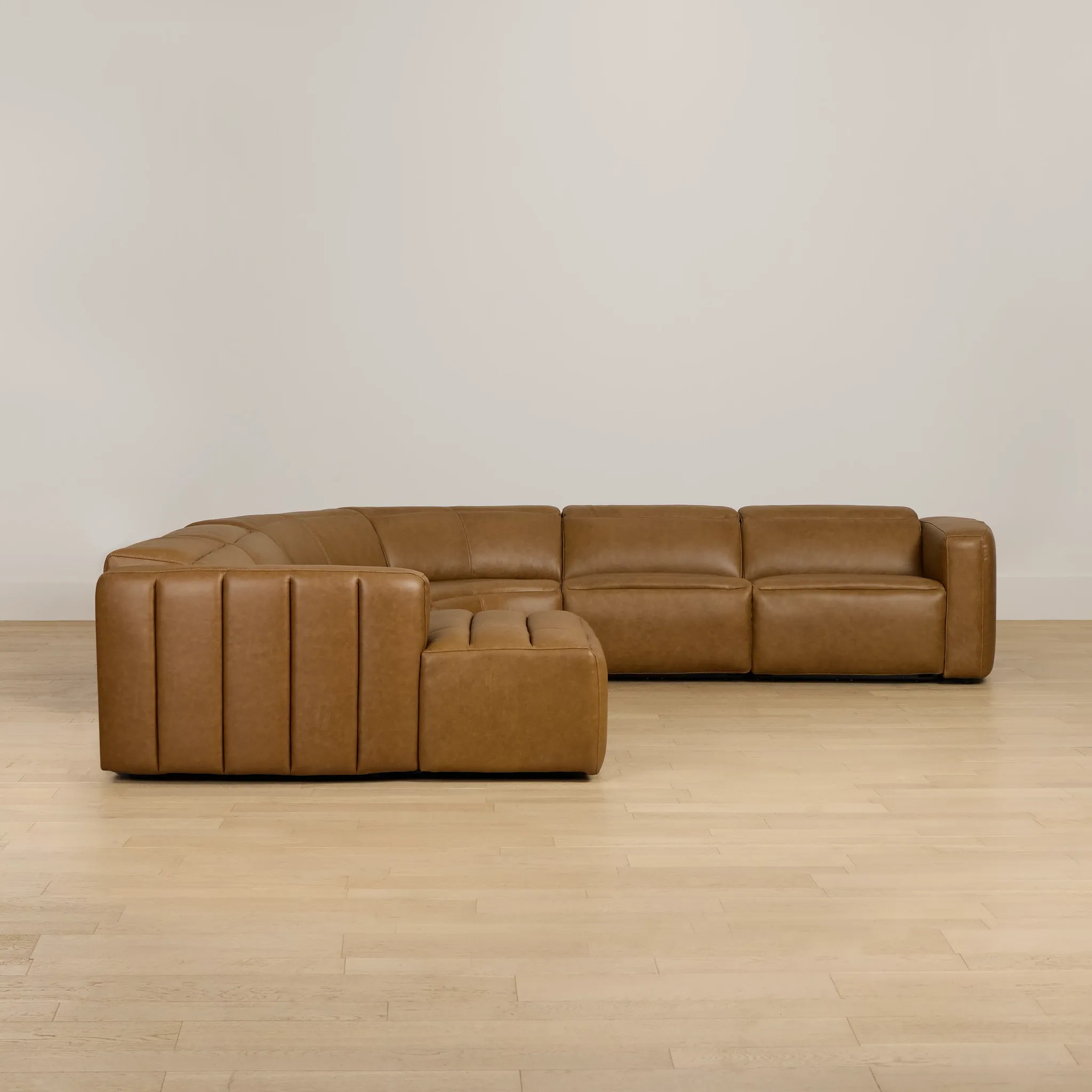 Jace Medium Brown Lthr/vinyl Small Left Chaise Power Reclining Sectional