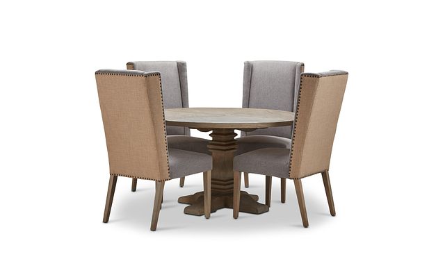 Hadlow Gray 54" Table & 4 Upholstered Chairs