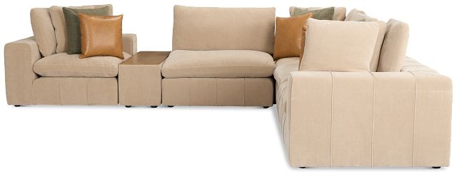 Cruz Light Beige Fabric 5-piece Modular Sectional With Console