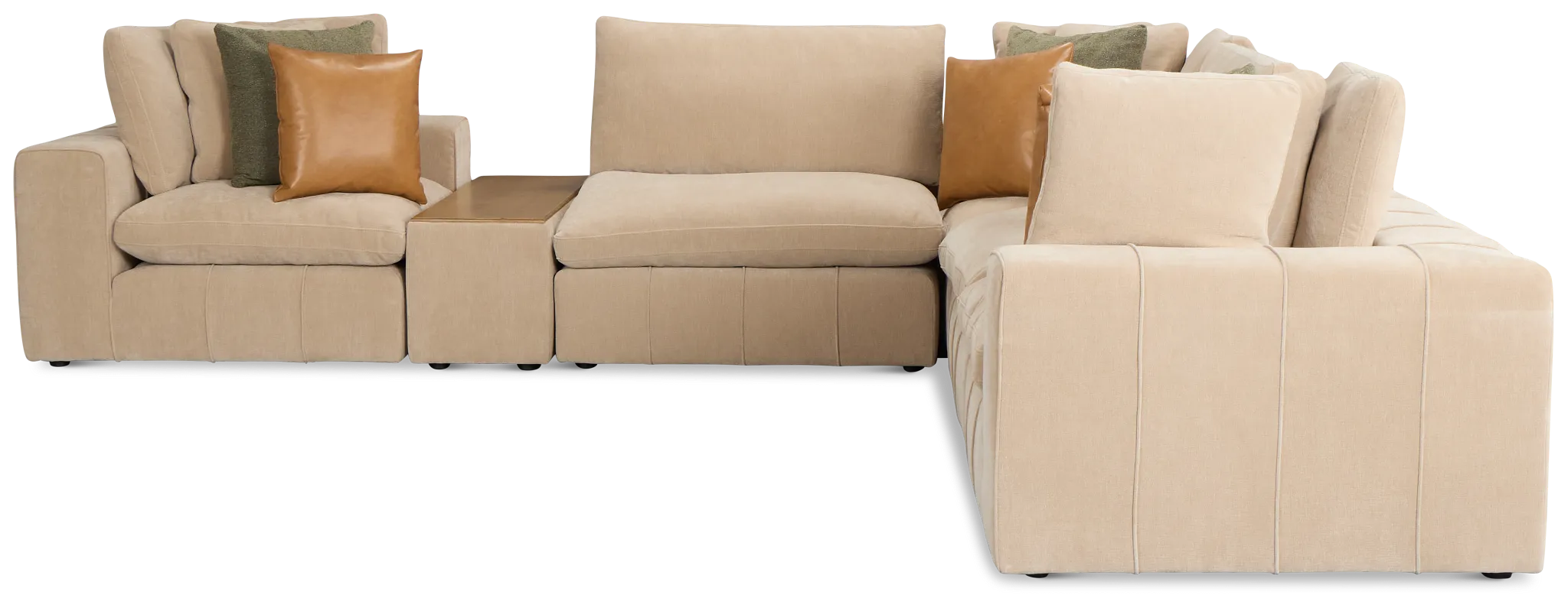 Cruz Light Beige Fabric 5-piece Modular Sectional With Console