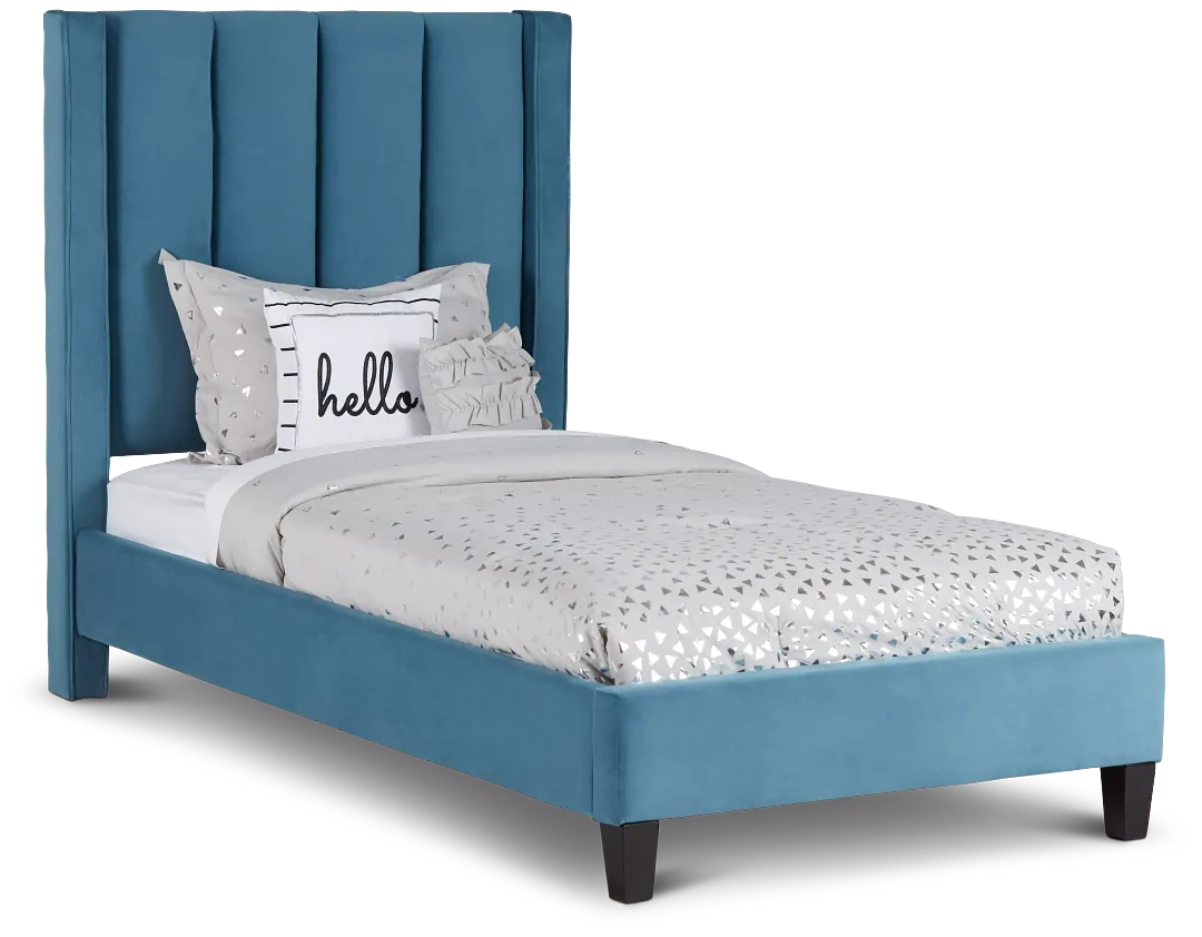 Audrey Blue Velvet Platform Bed