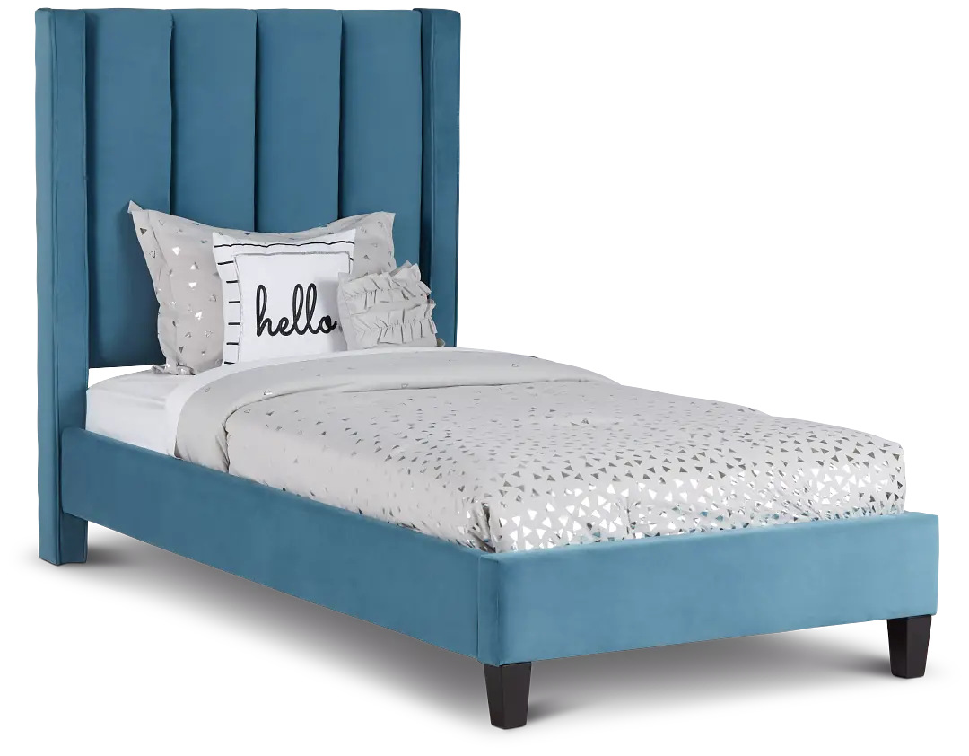Audrey Blue Velvet Platform Bed Audrey Blue Velvet Platform Bed