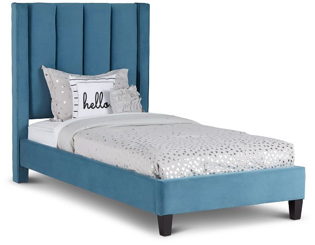 Audrey Blue Velvet Platform Bed