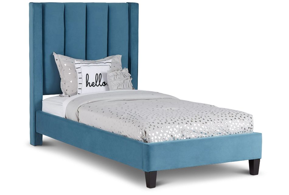 Audrey Blue Velvet Platform Bed