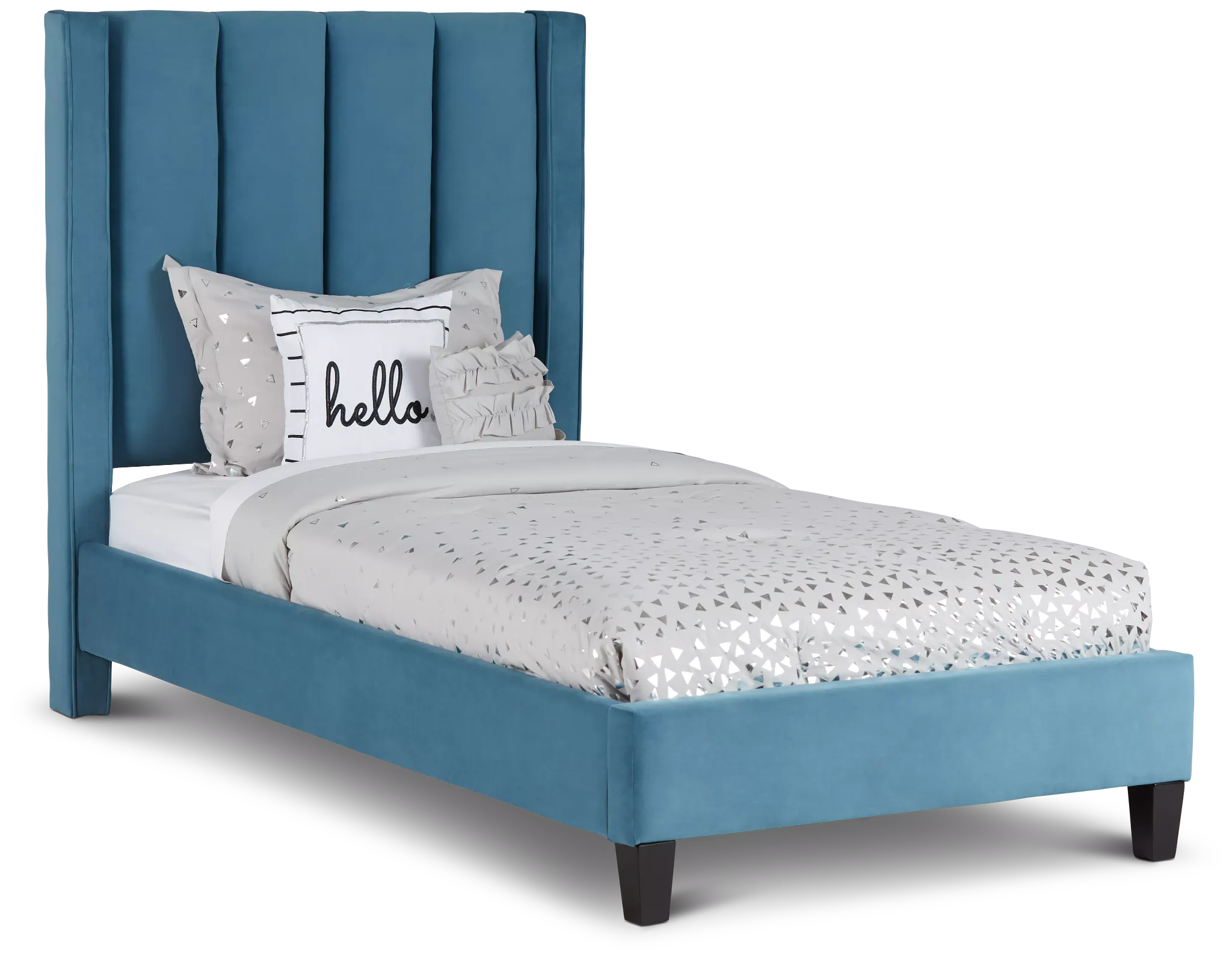 Audrey Blue Velvet Platform Bed