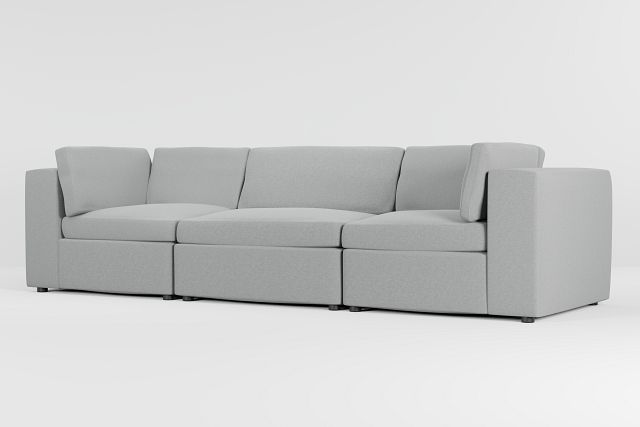 Destin Suave Gray Fabric 3 Piece Modular Sofa