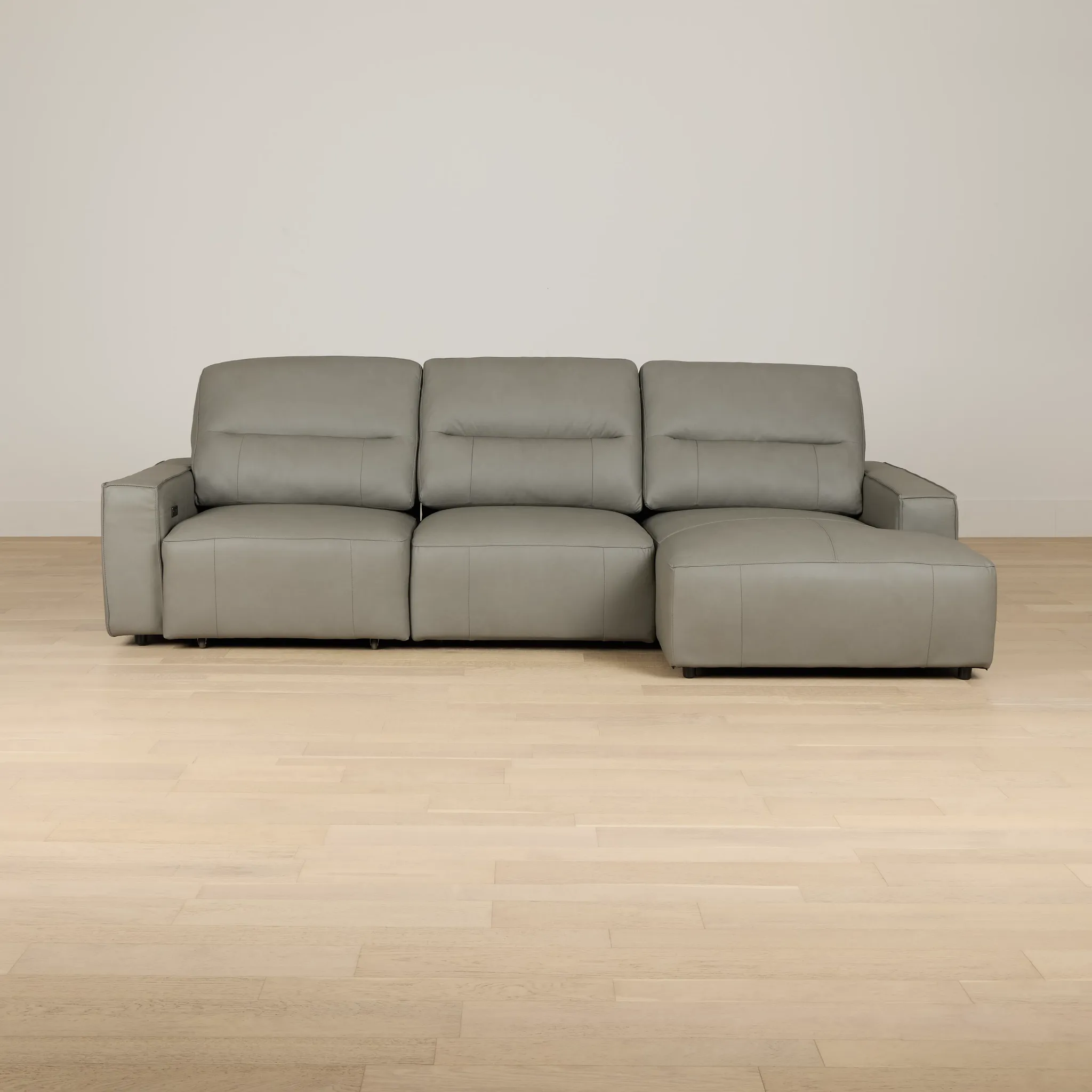 Rudy Gray Lthr/vinyl Right Power Extension Chaise Sectional