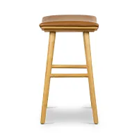 Myles Light Brown Leather 24" Upholstered Barstool