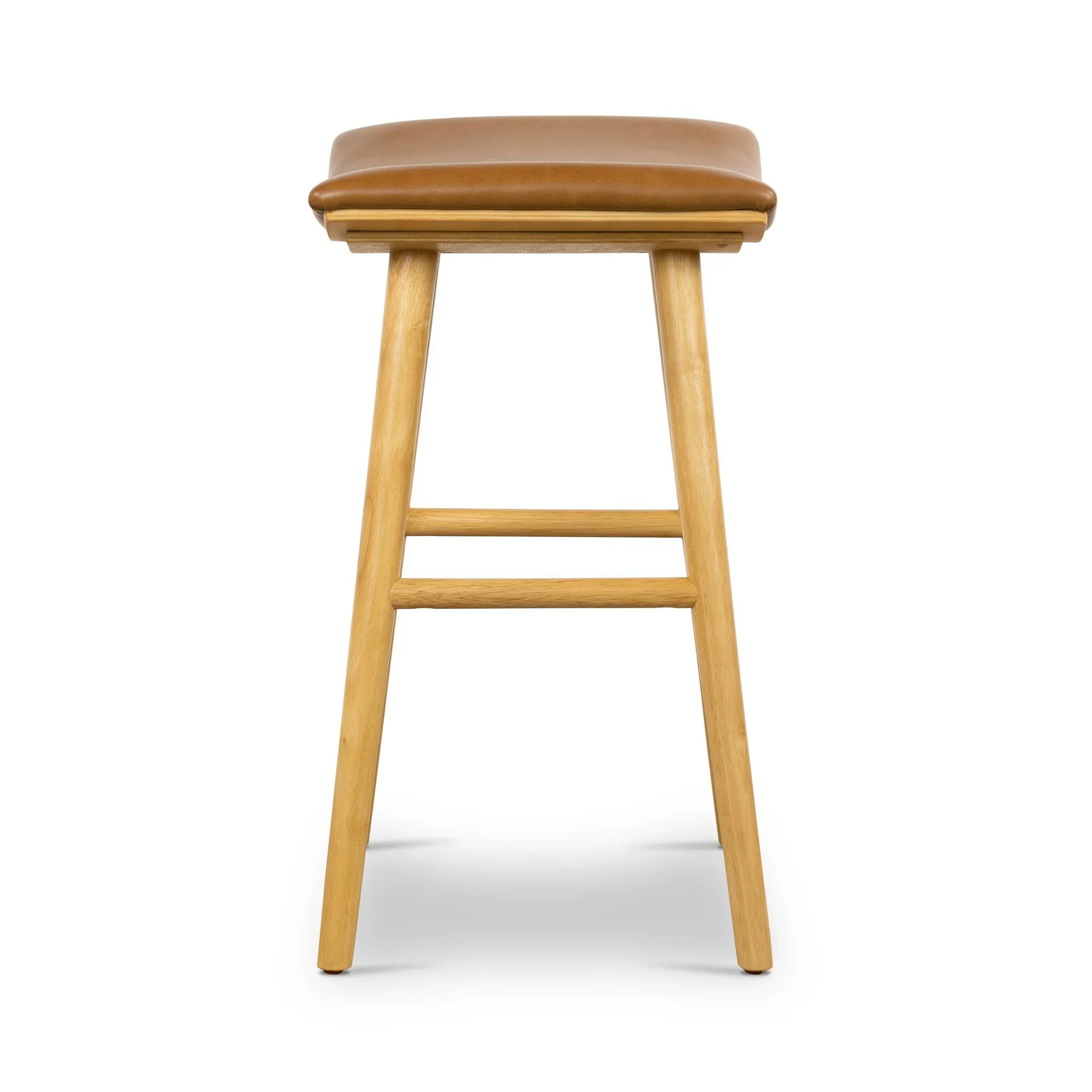 Myles Light Brown Leather 24" Upholstered Barstool