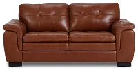 Braden Medium Brown Leather Loveseat