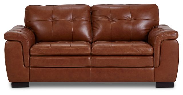 Braden Medium Brown Leather Loveseat