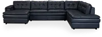 Rowan Navy Leather U-shaped Sectional W/ Right Bumper