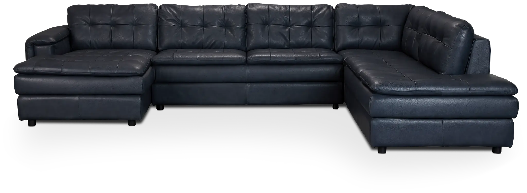 Rowan Navy Leather U-shaped Sectional W/ Right Bumper Rowan Navy Leather U-shaped Sectional W/ Right Bumper