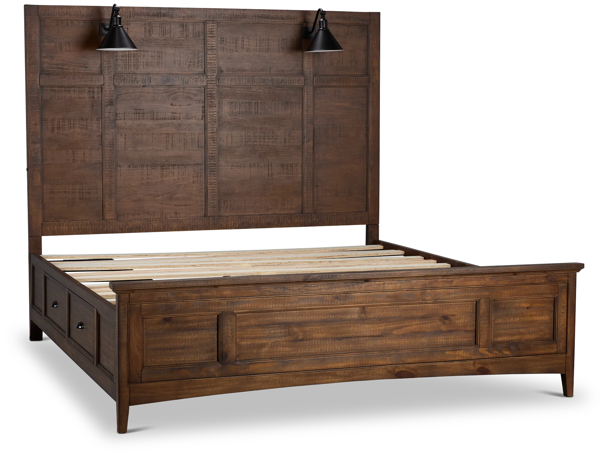 Heron Cove Mid Tone Storage Panel Bed With Lights