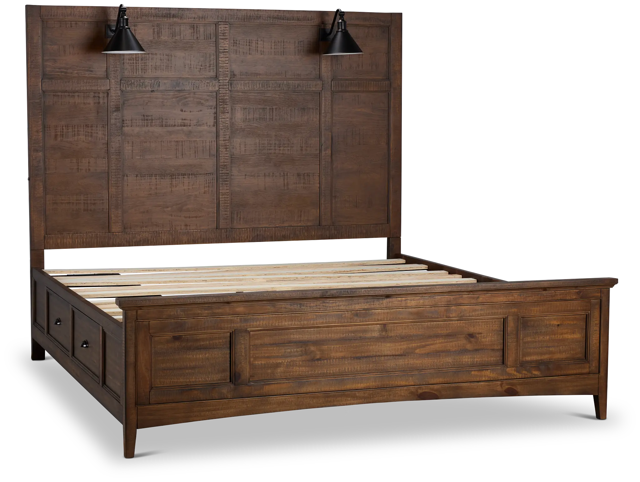 Heron Cove Mid Tone Storage Panel Bed With Lights Heron Cove Mid Tone Storage Panel Bed With Lights