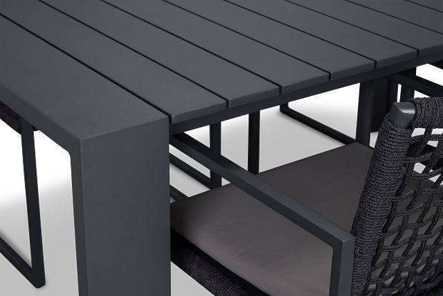 Sunrise Dark Gray 86" Rectangular Table & 4 Aluminum Arm Chairs