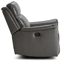 Aiden Dark Gray Leather Swivel Glider Recliner