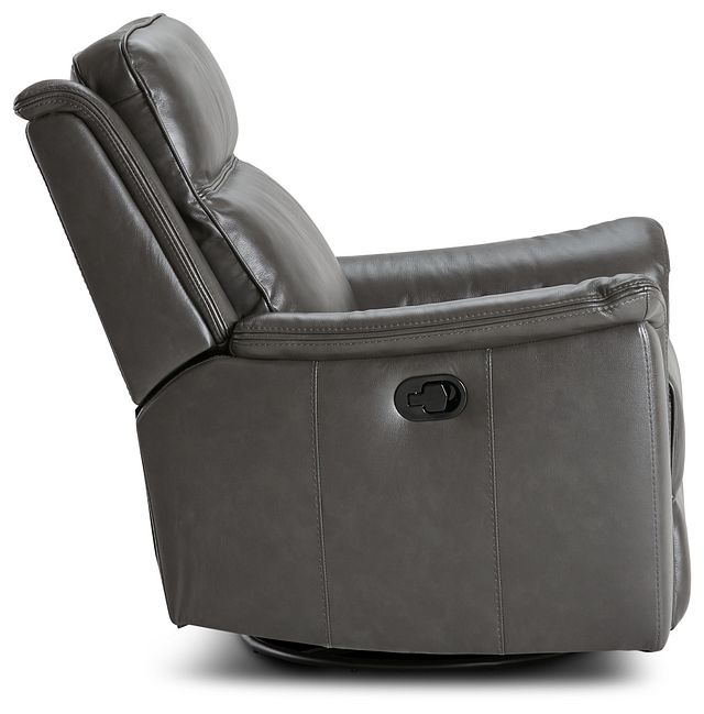 Aiden Dark Gray Leather Swivel Glider Recliner