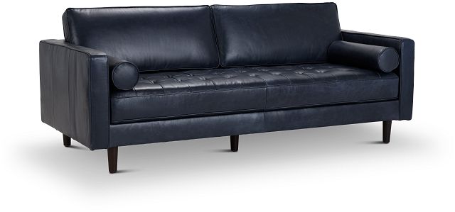 Ezra Blue Leather Sofa (2)