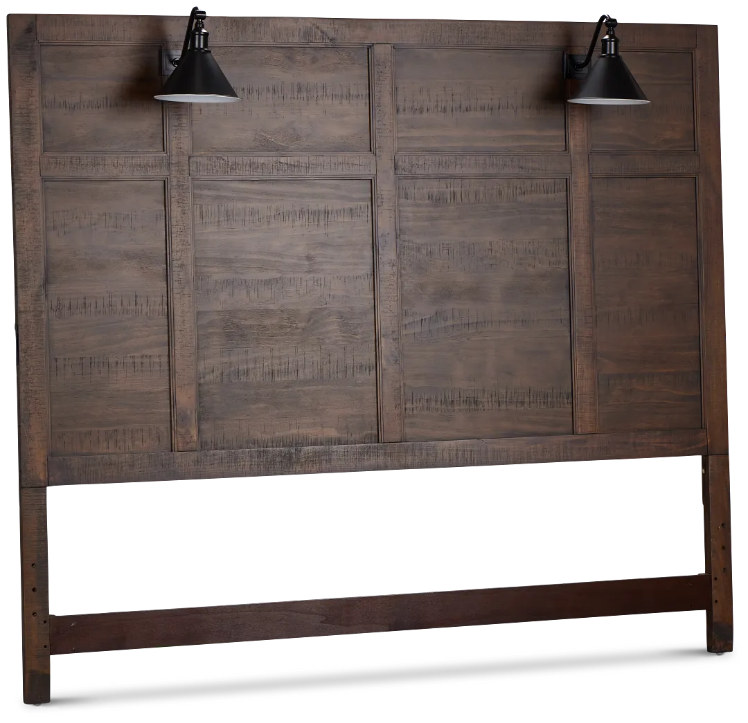 Heron Cove Mid Tone Panel Headboard With Lights