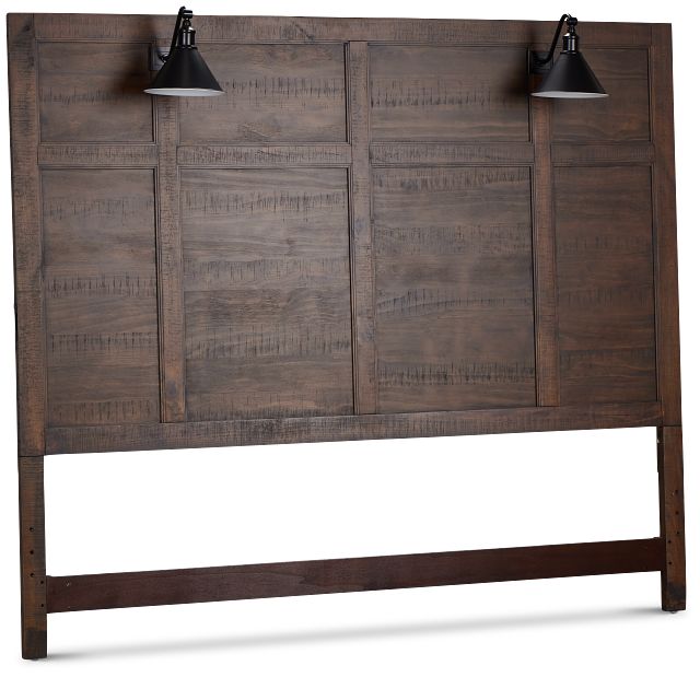Heron Cove Mid Tone Panel Headboard With Lights