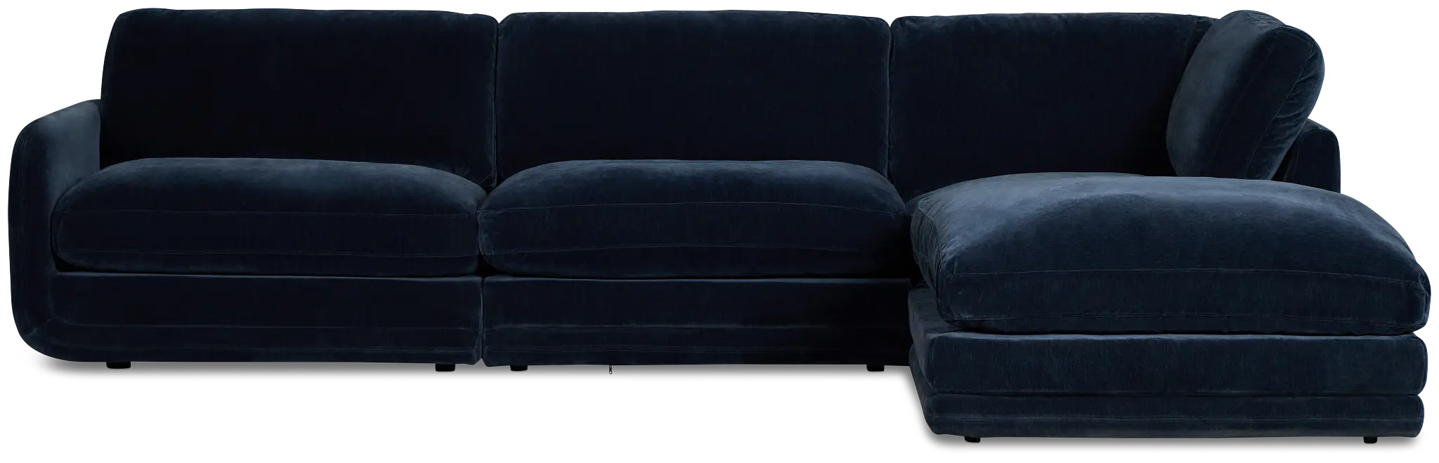 Jules Dark Blue Velvet 4-piece Right Facing Bumper Sectional Jules Dark Blue Velvet 4-piece Right Facing Bumper Sectional