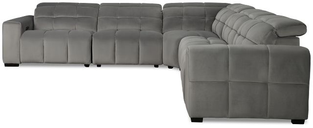 Gemma Light Gray Velvet Small Right Chaise Power Reclining Sectional