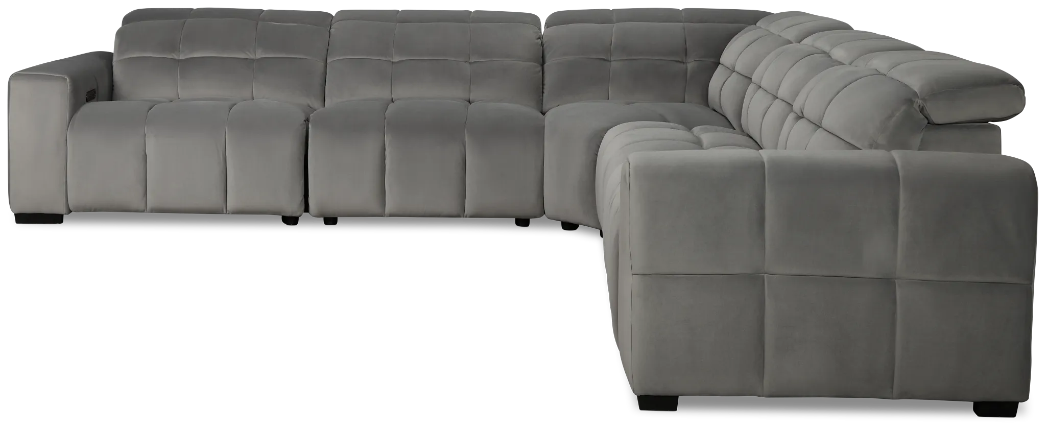 Gemma Light Gray Velvet Small Right Chaise Power Reclining Sectional