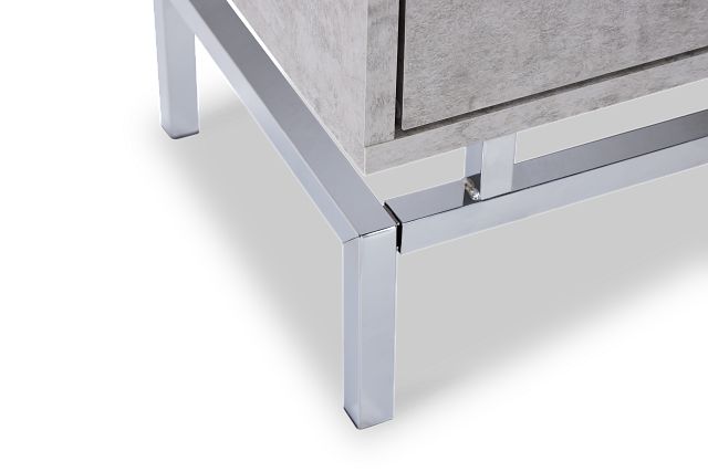 Eden Light Gray Chrome 2-drawer Nightstand