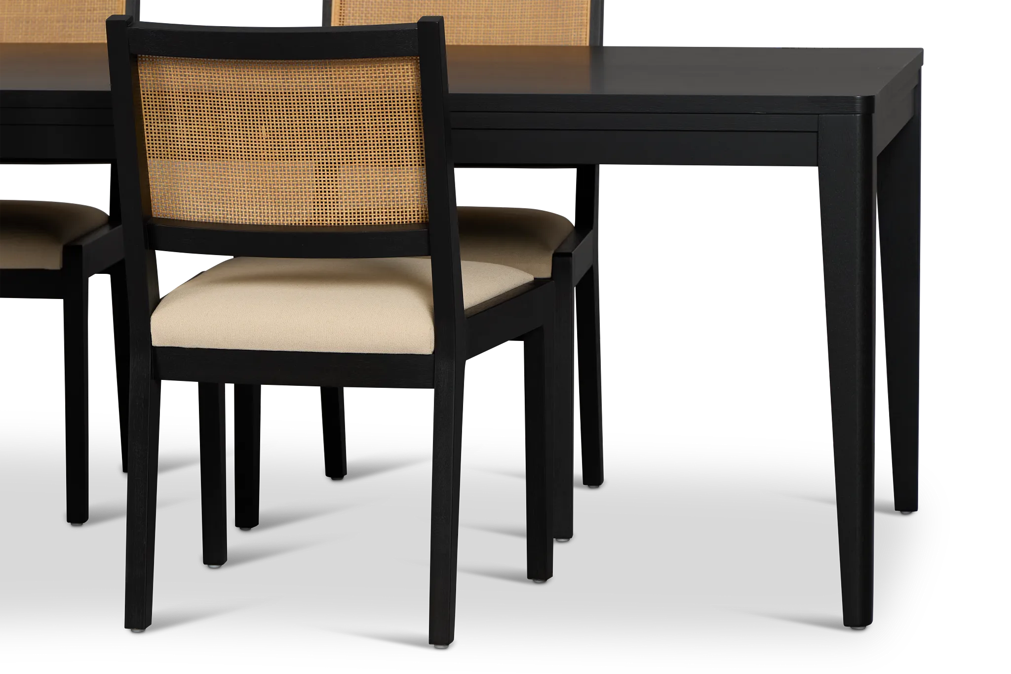 Pacific Black Rectangular Table & 4 Upholstered Chairs