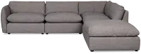 Serena Gray Fabric 5-piece Right Facing Bumper Sectional