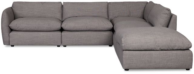 Serena Gray Fabric 5-piece Right Facing Bumper Sectional