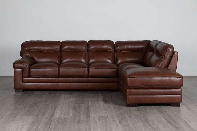 Alexander Medium Brown Leather Right Bumper Sectional