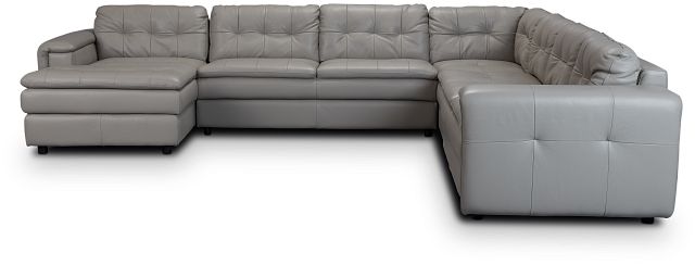 Rowan Gray Leather Large Left Chaise Sectional