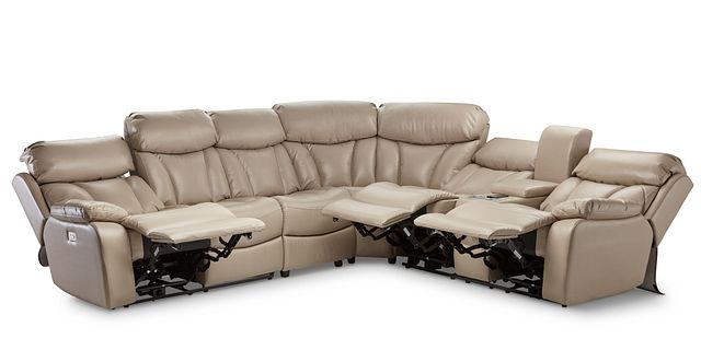 Dustin Beige Micro Large Right Console Love Reclining Sectional (3)