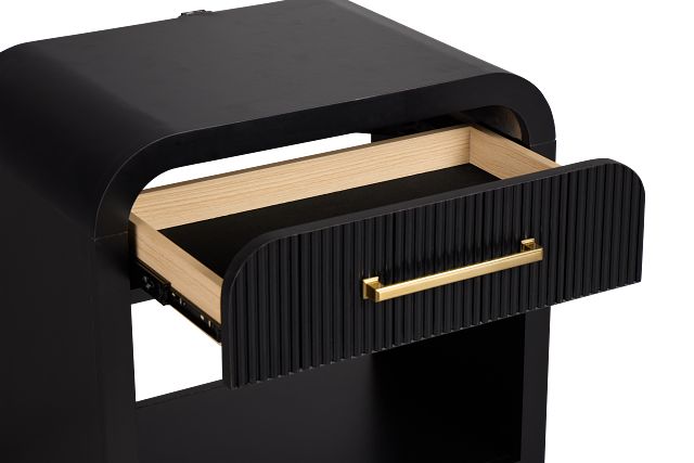 Lyndie Black 1-drawer Nightstand