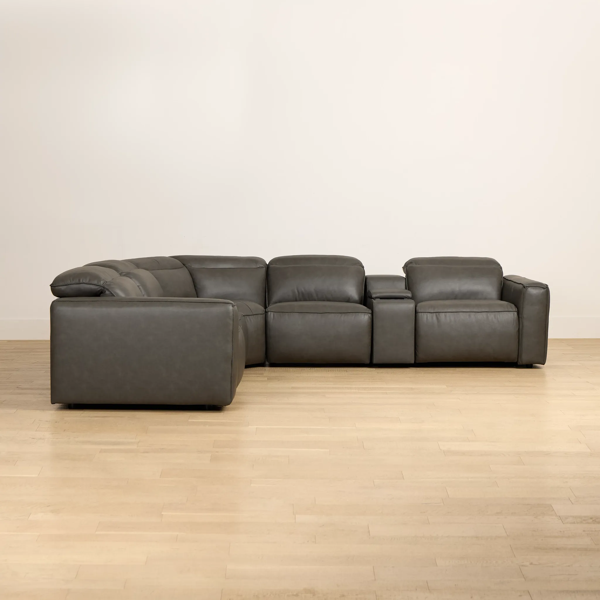 Ryland Dark Gray Lthr/vinyl Large Dual Power Reclining Two-arm Sectional