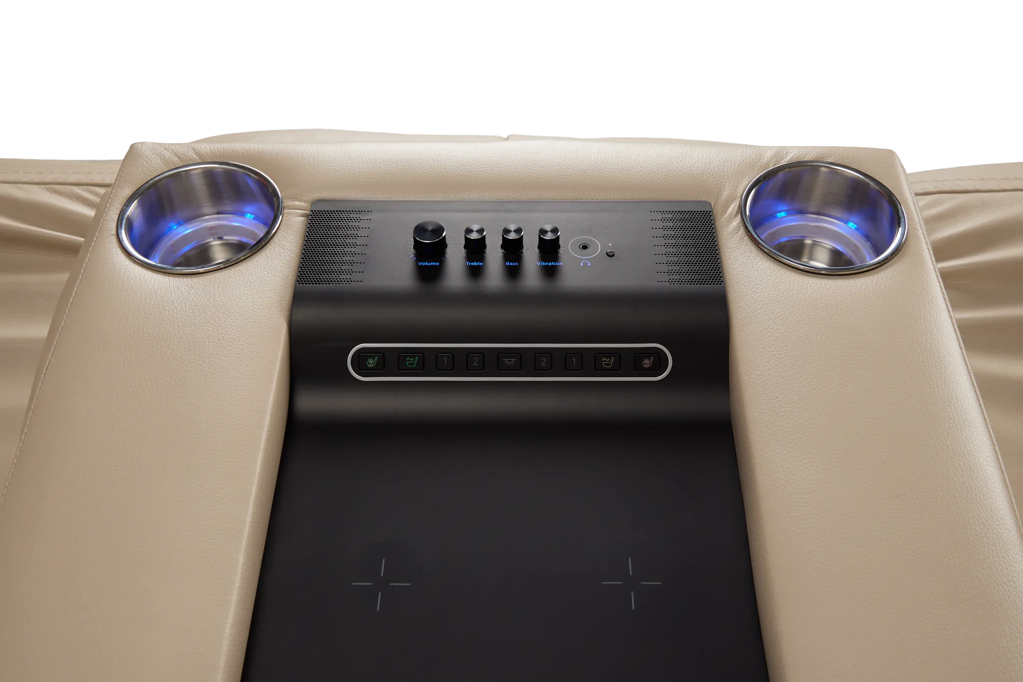 Fallon Beige Lthr/vinyl Power Reclining Sofa W/ Massage