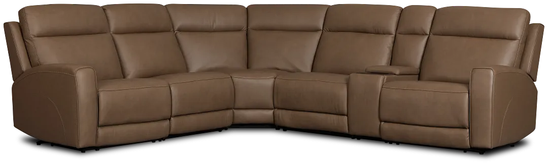 Flexsteel Belmont Dark Brown Lthr/vinyl Medium Dual Power 2-arm Reclining Sectional