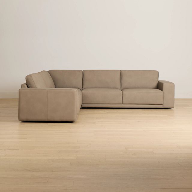 Kellan Taupe Leather Small Two-arm Sectional