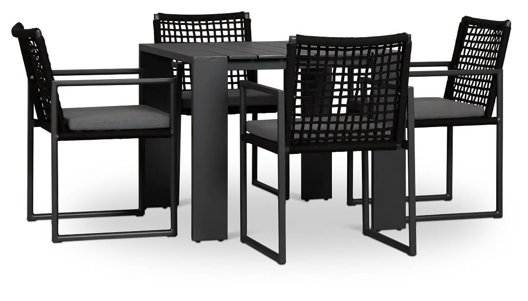Sunrise Dark Gray 35" Square Table & 4 Aluminum Arm Chairs Sunrise Dark Gray 35" Square Table & 4 Aluminum Arm Chairs