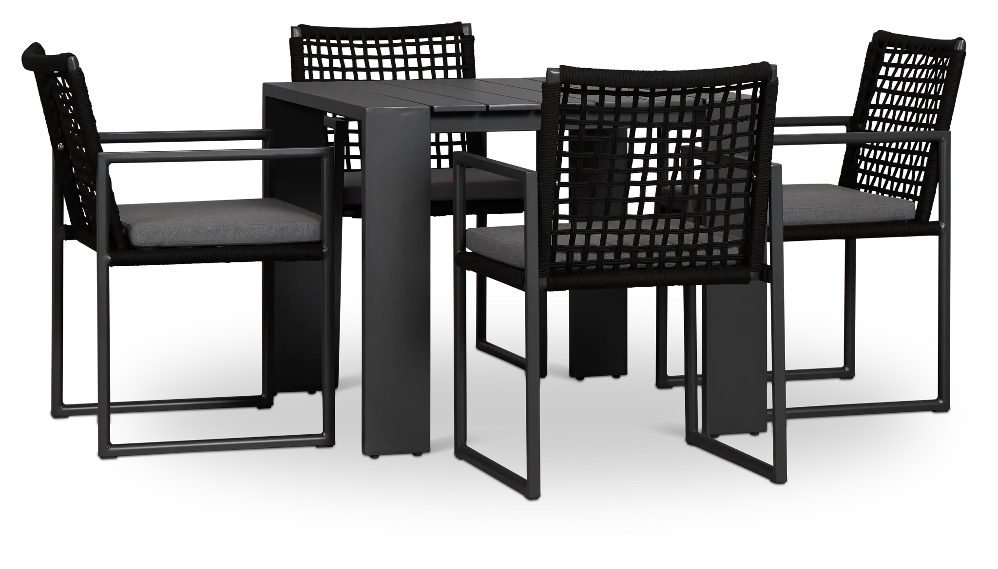 Sunrise Dark Gray 35" Square Table & 4 Aluminum Arm Chairs Sunrise Dark Gray 35" Square Table & 4 Aluminum Arm Chairs