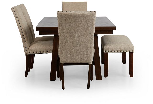 Jax Beige Rect Table, 4 Chairs & Bench