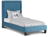 Collin Blue Velvet Platform Bed