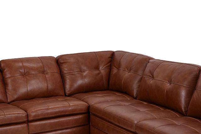Braden Medium Brown Leather Medium Left Chaise Sectional