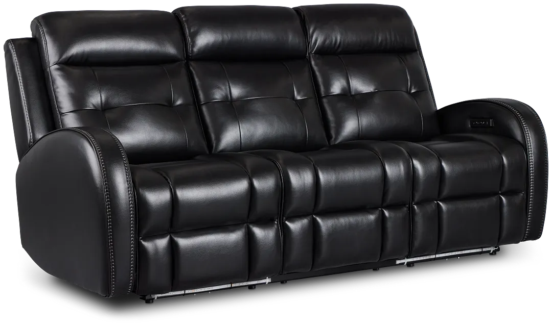 Omega Black Micro Power Reclining Sofa