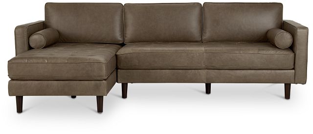 Ezra Gray Leather Left Chaise Sectional (2)