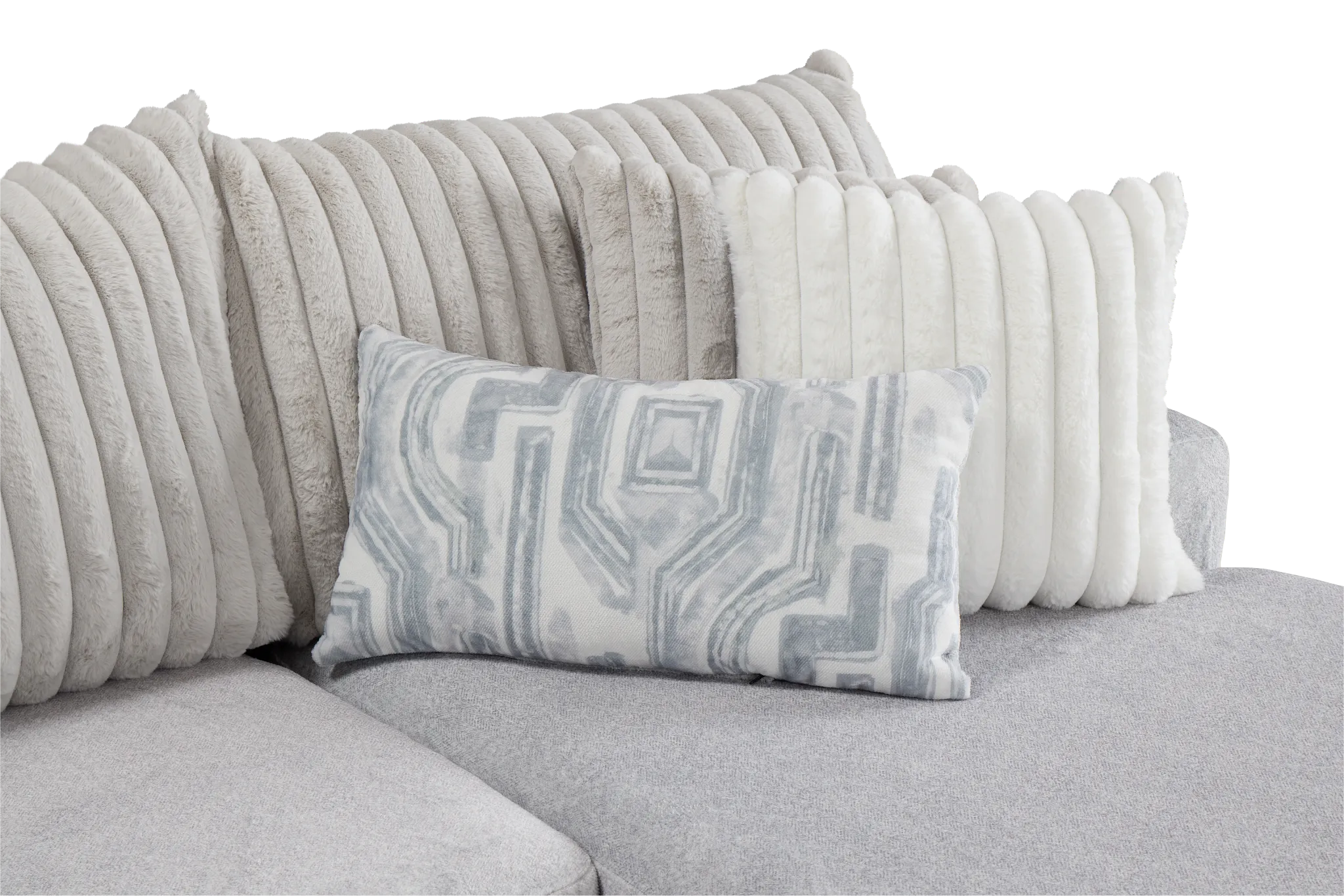 Kylie Light Gray Fabric Large Right Chaise Sectional